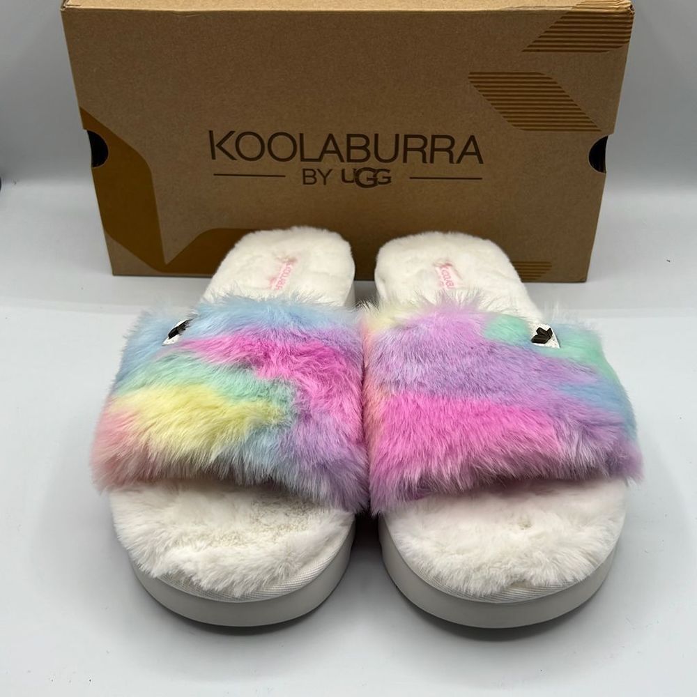 Koolaburra Women's Rainbow Faux-Fur Slide Sandals